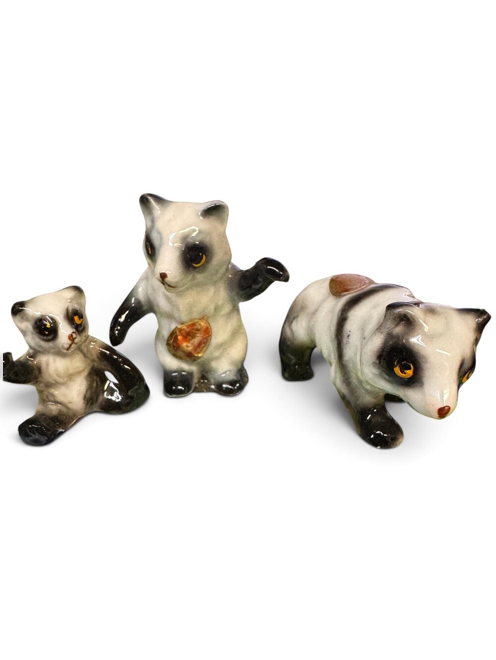 Mid Century Porcelain Panda Bear Family